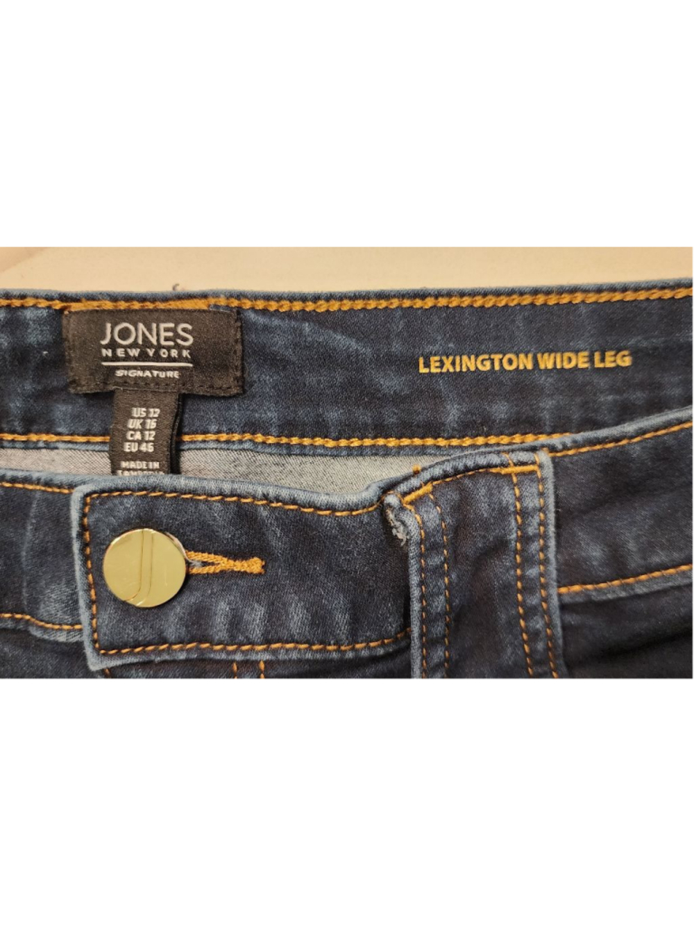 Jones New York Signature Lexington Wide Leg Jeans Women's Size 12 Dark Wash - Picture 6 of 13